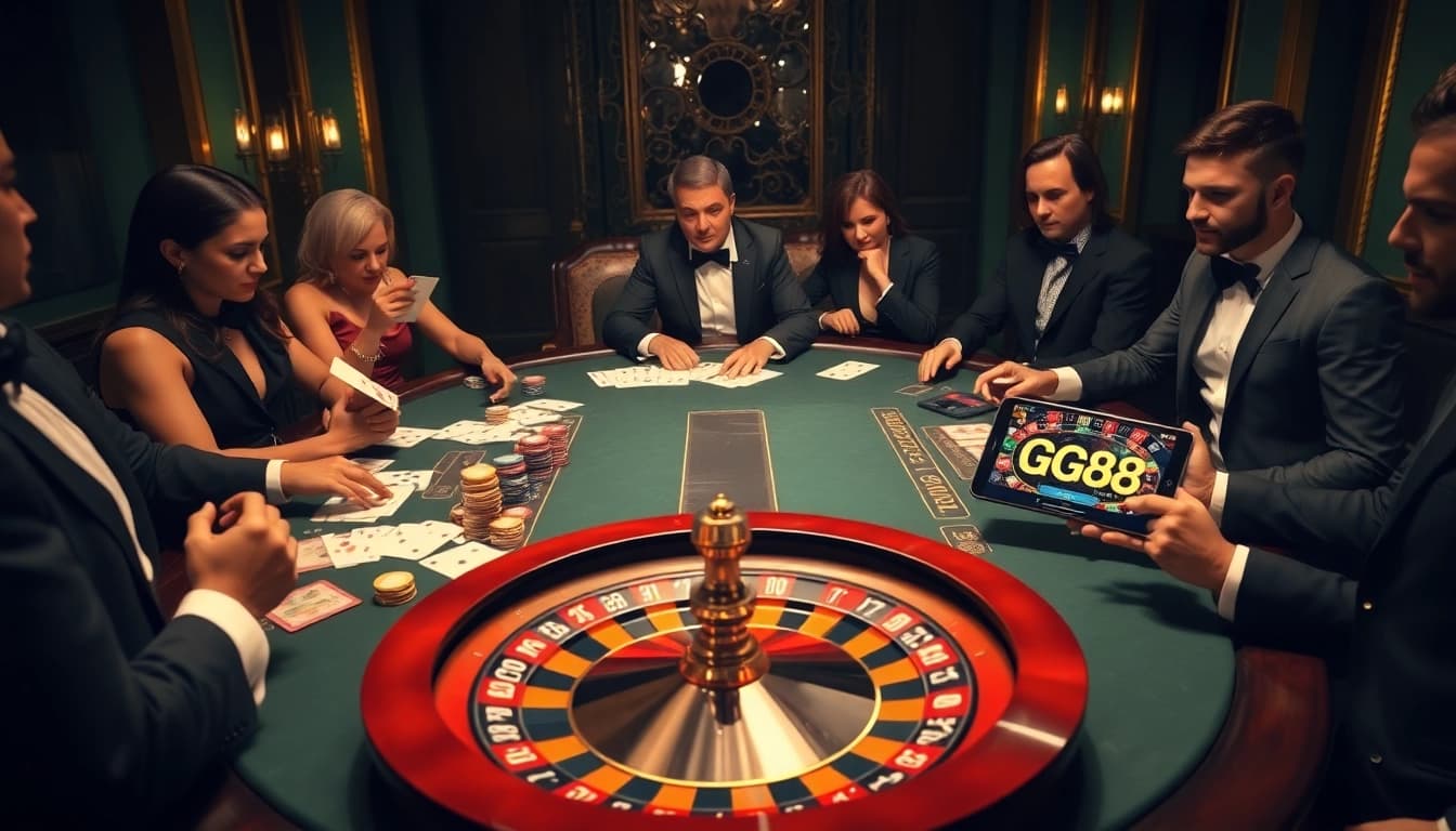 Experience high-stakes poker action at GG88's luxury casino venue.