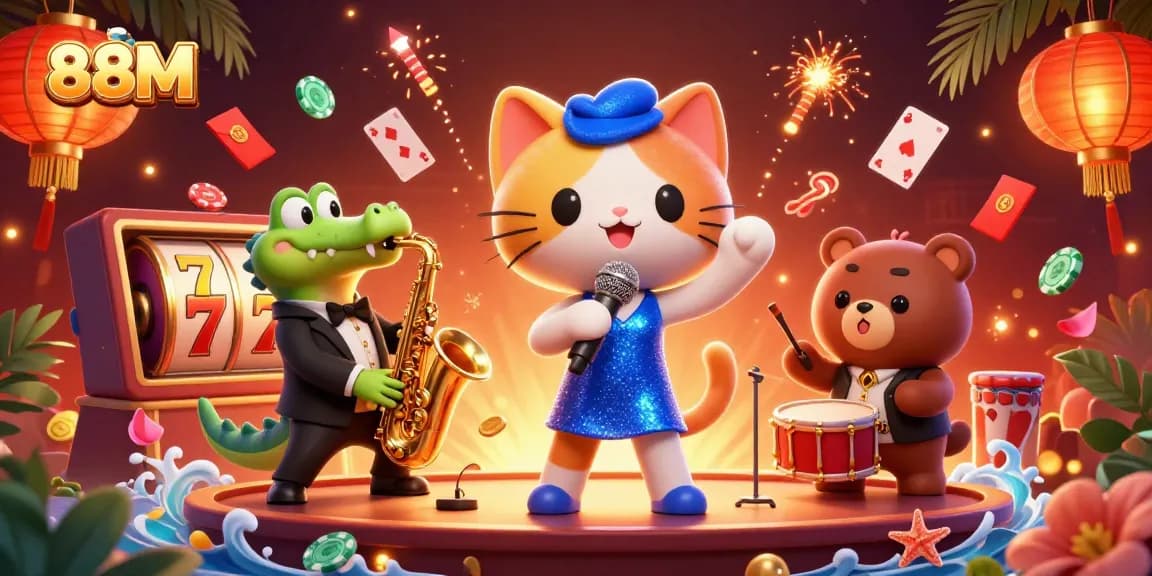 88M players celebrating with vibrant characters and dynamic casino elements in a thrilling gaming atmosphere.