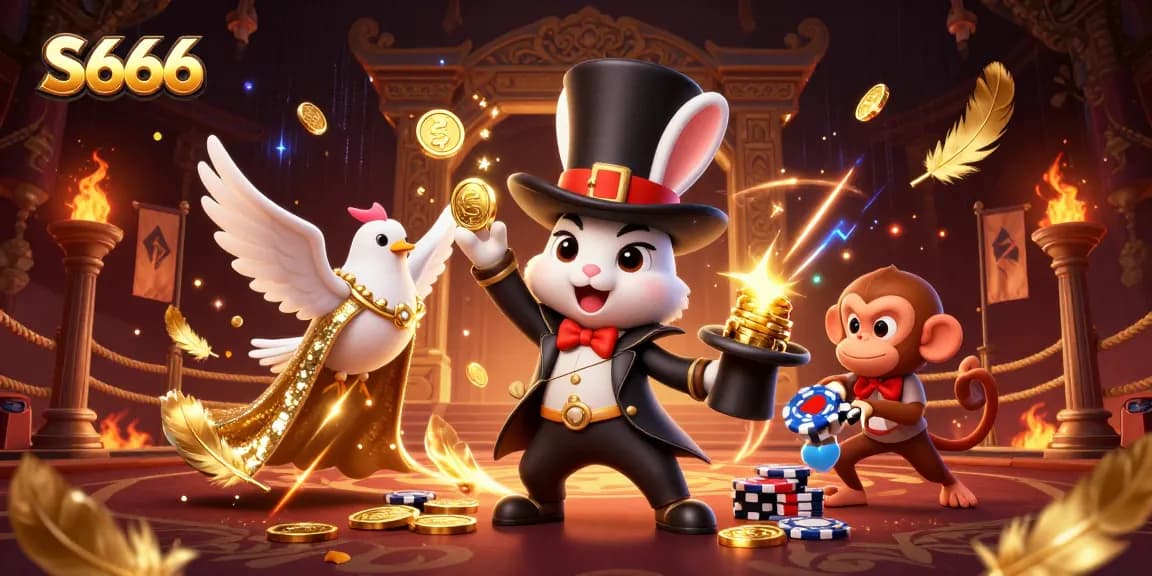 S666 magicians perform energy-filled magic with poker chips and coins in a casino setting