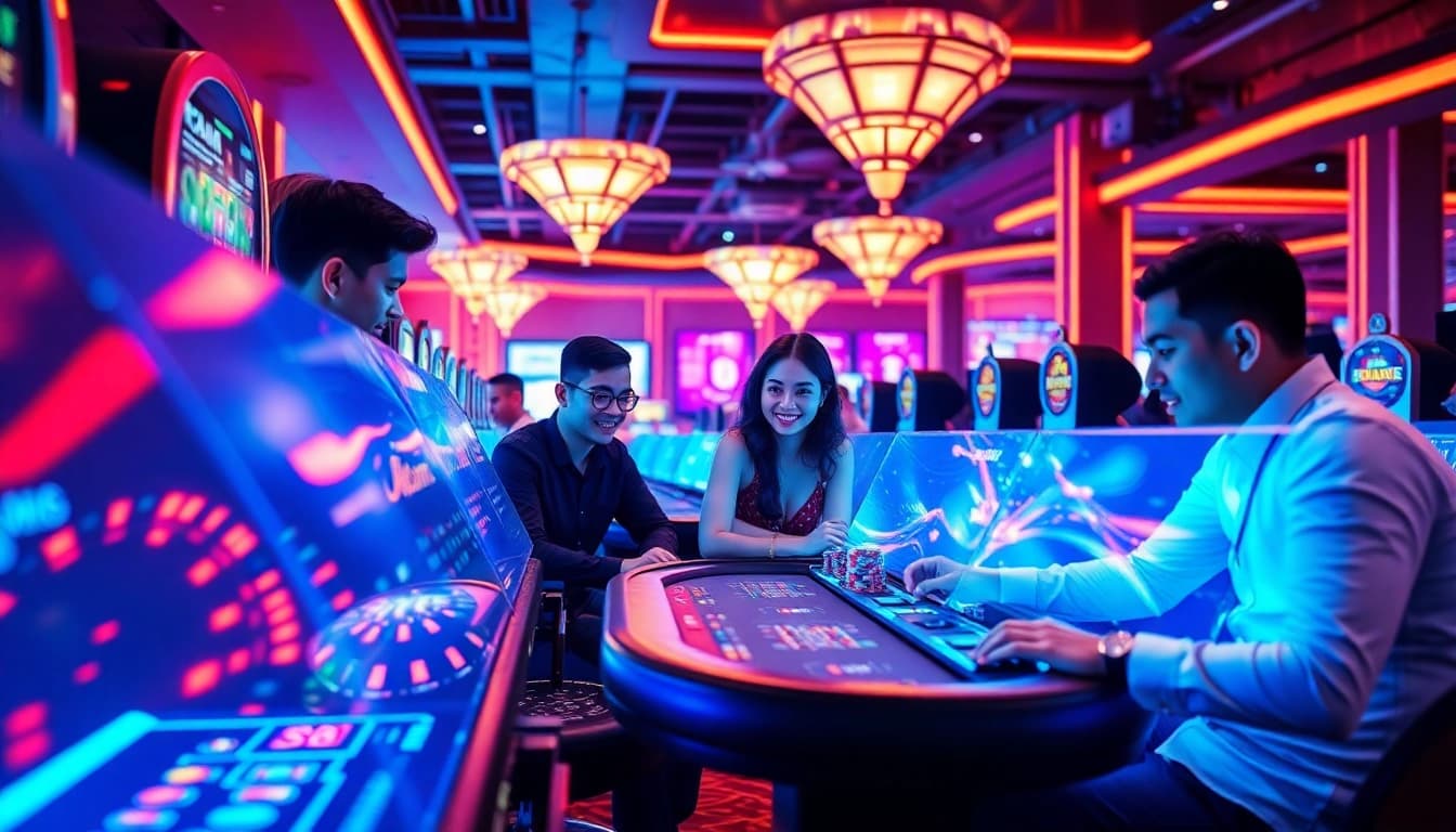Engaging scene of players enjoying online gaming at ev88win.live, showcasing excitement and trustworthiness.