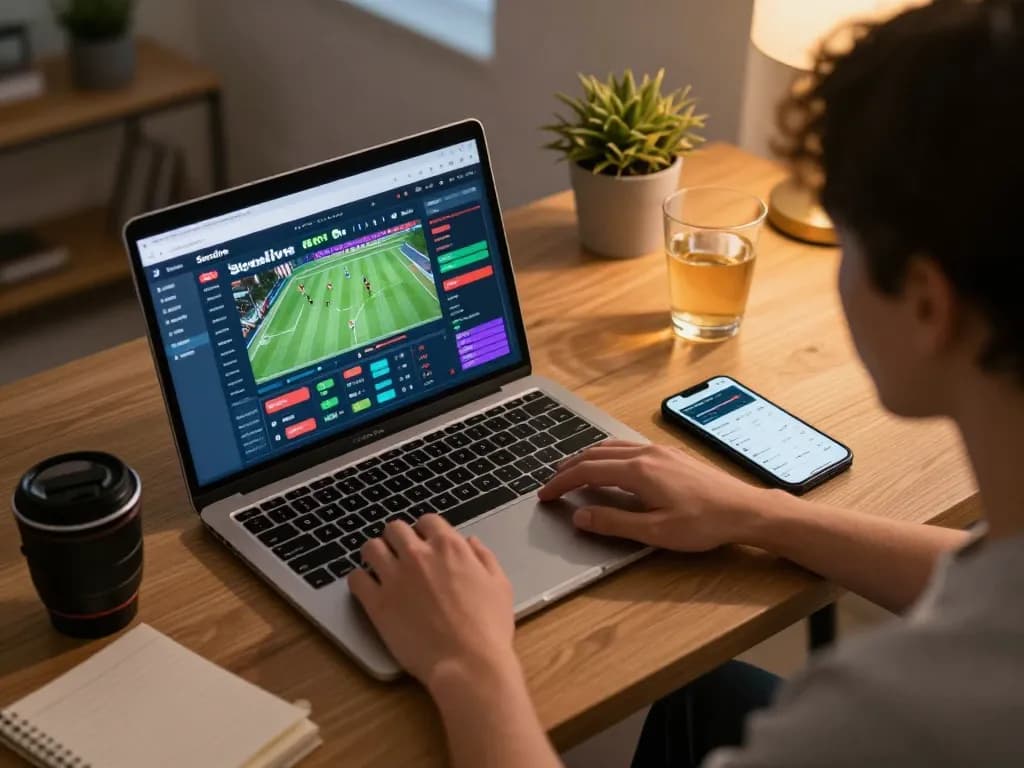 Socolive sports betting action showing live odds on a laptop, emphasizing strategic engagement.