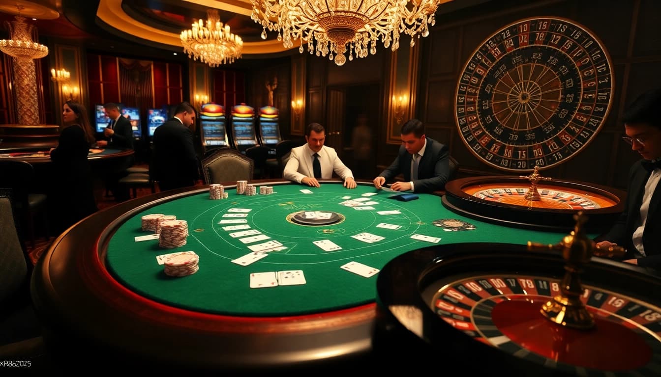 Experience high stakes poker action at https://xn882025.online/ with elegant chips, cards, and a vibrant atmosphere.