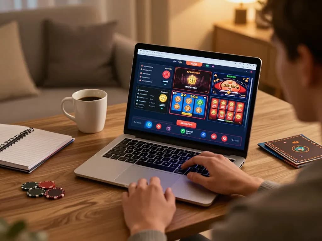 Engaging in thrilling gameplay on 8kbet's online platform from a cozy home setup.
