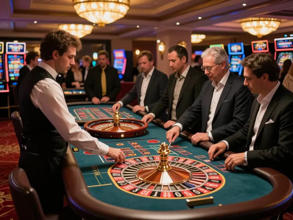 Exciting roulette action at https://vmax99.vip/ as players place bets and strategize in a vibrant casino atmosphere
