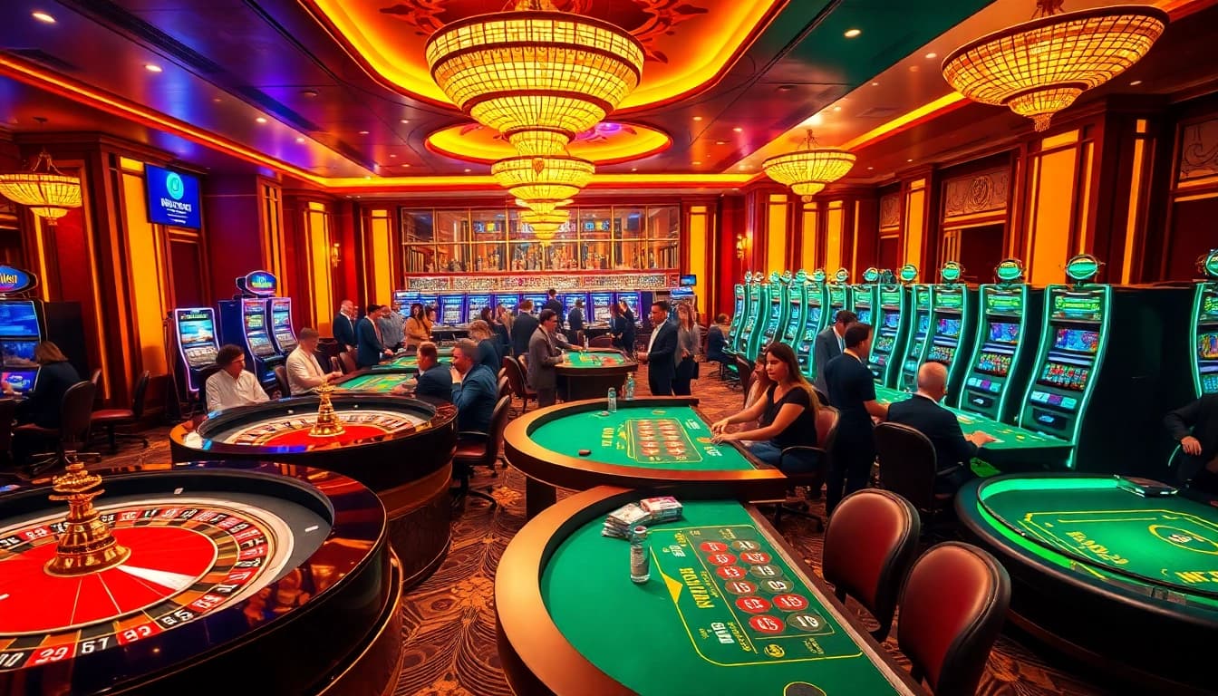 KJC's luxurious casino atmosphere featuring roulette and poker games.
