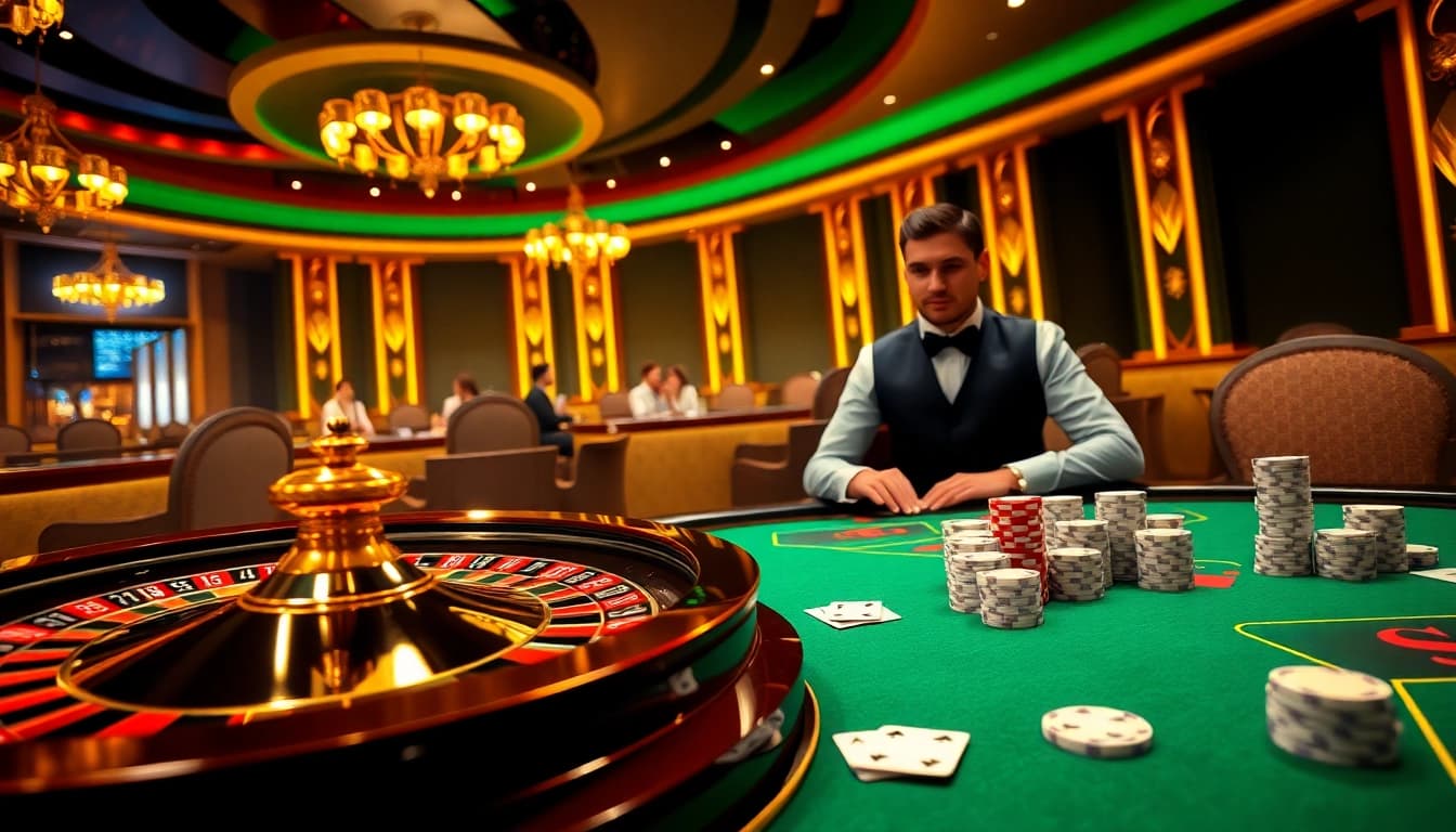 Exciting gambling scene featuring GO88 branding with roulette wheel and poker chips.