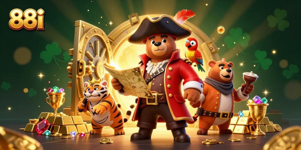 Experience thrilling casino wins with 88i's lively treasure scene featuring vibrant characters and dynamic elements.