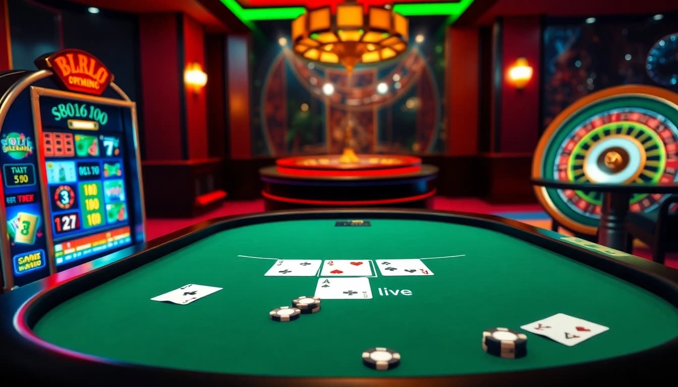 Betting at BJ88 live online casino with vibrant images of cards and chips in action.