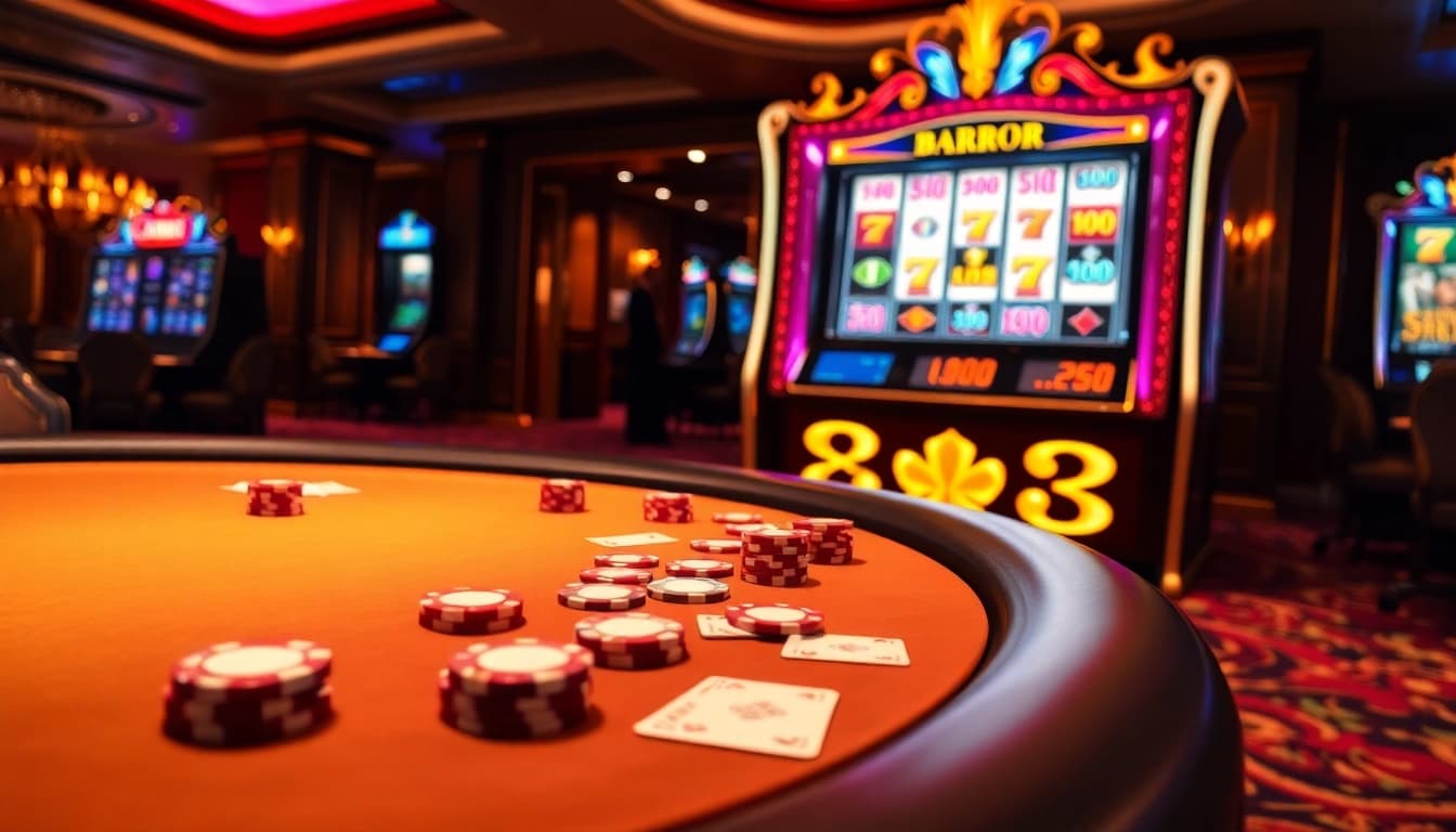 Experience thrilling gameplay at MM88 with vibrant poker chips on a luxurious casino table.