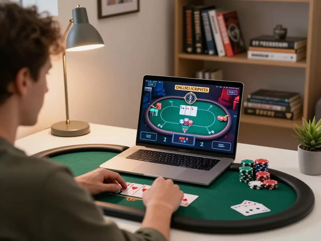 cloud-africa poker action in a stylish home office with players engaged in online gaming