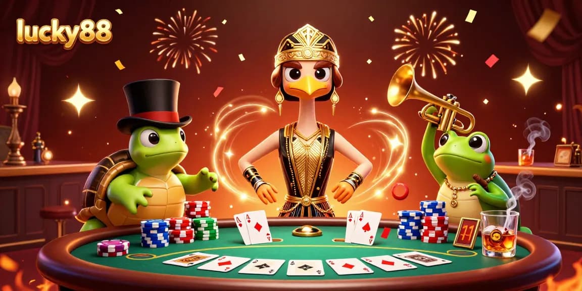 Experience the thrill with lucky88 as poker champions celebrate at a 1920s-themed casino.