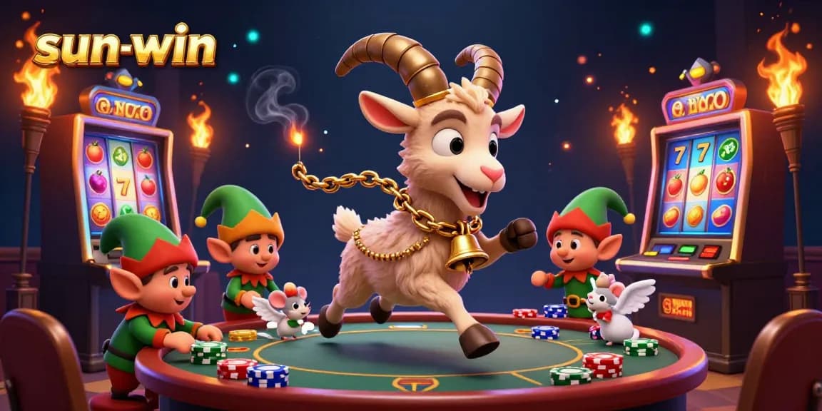 Experience the excitement of sun-win with Krampus, a festive goat managing a lively casino.
