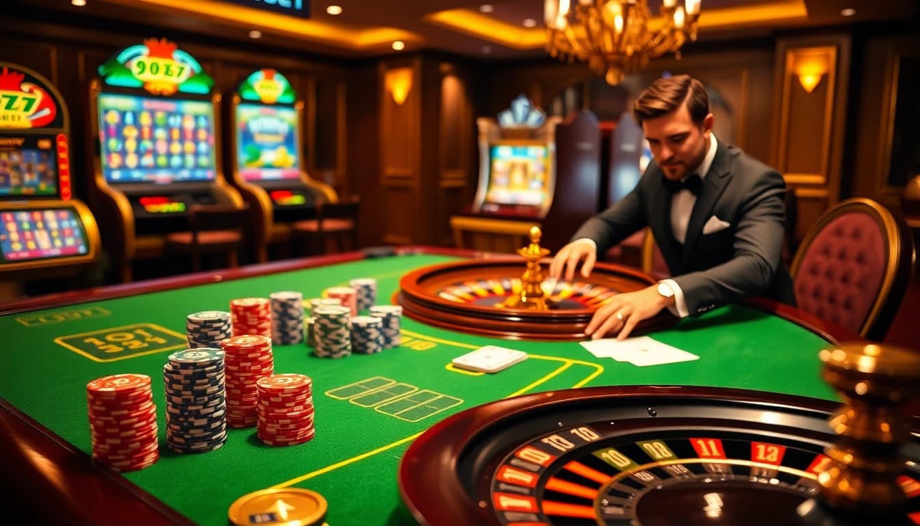 A poker table with chips and cards illustrating a thrilling gaming experience at 9bet.