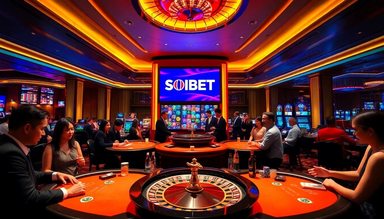 Players experience thrilling gaming action at SOIBET casino with vibrant tables and engaging games.
