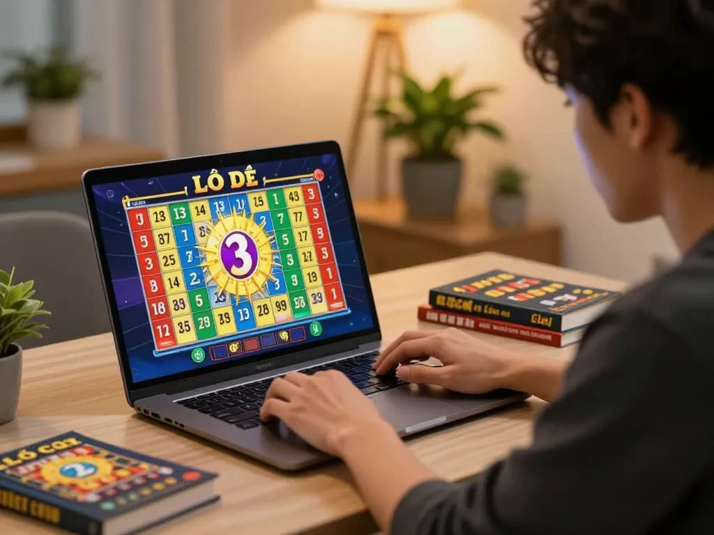 Lô Đề 3 Càng highlights an engaged user playing an exciting online lottery game, emphasizing strategic choices.