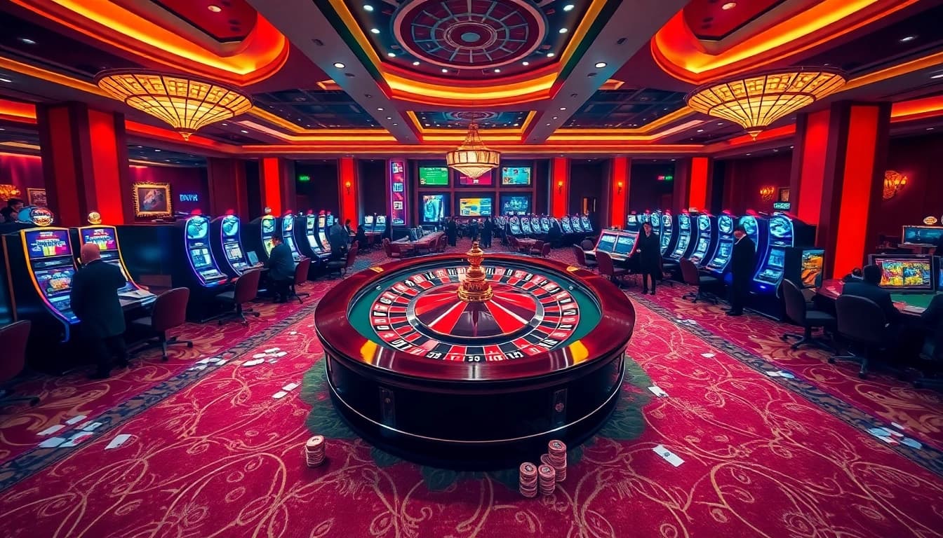 Experience the thrill of game tg88 at a vibrant casino floor with exciting gaming stations.