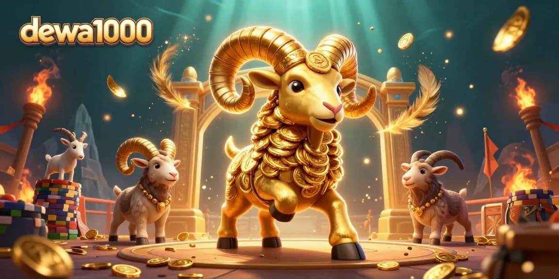 Experience dynamic action with dewa1000's thrilling casino elements in a rich 3D illustration.