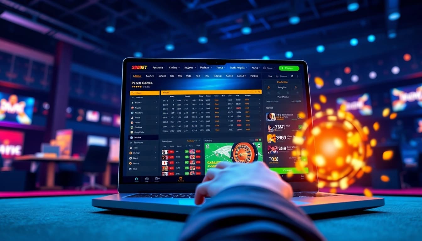 Sports betting interface illustration of sbobet.dance showcasing vibrant colors and user interaction.