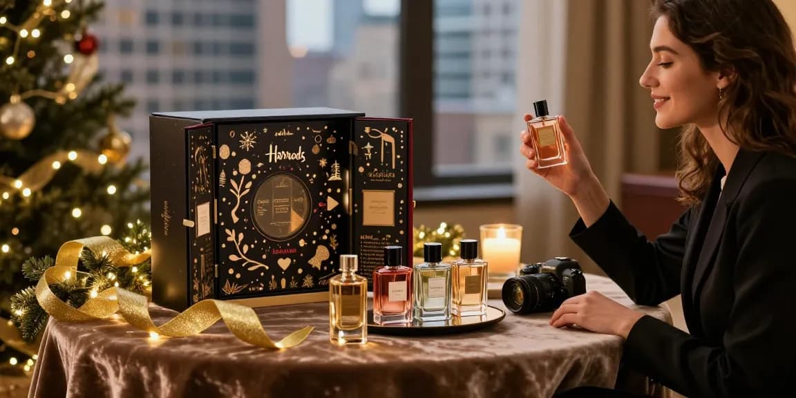 Discover the Harrods Advent Calendar featuring exquisite fragrances amidst festive luxury.