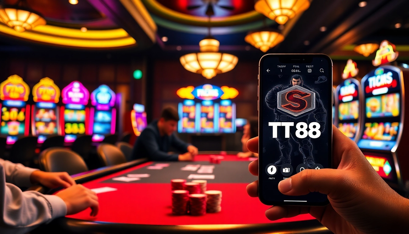 Experience the thrill of betting at TT88 with engaging poker gameplay and vibrant casino visuals.