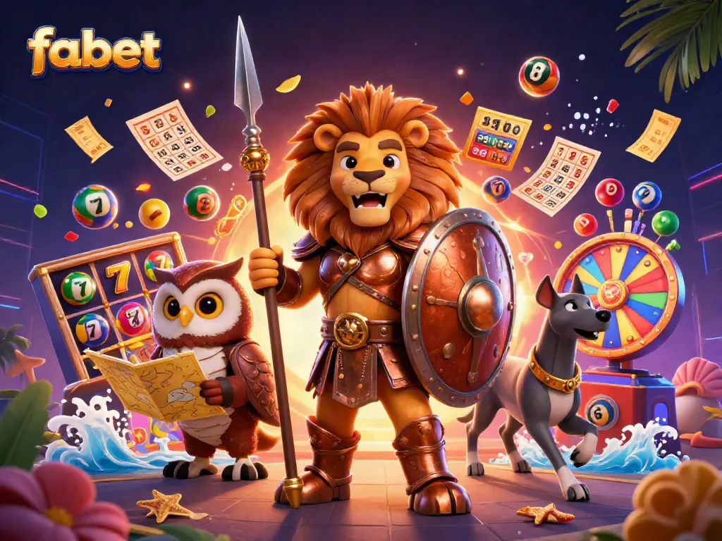 Engage with fabet's exhilarating slot games featuring a Spartan lion and vibrant jackpot elements.