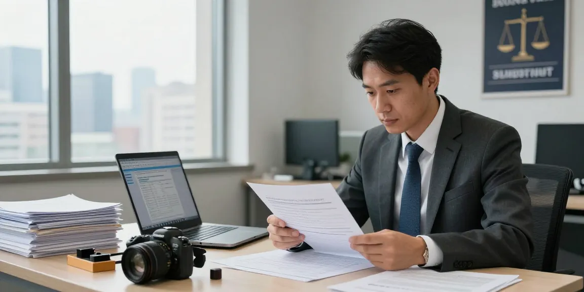 Forensic auditor analyzing documents at aafikotabandungb.org office, emphasizing professionalism and accuracy in financial investigations.