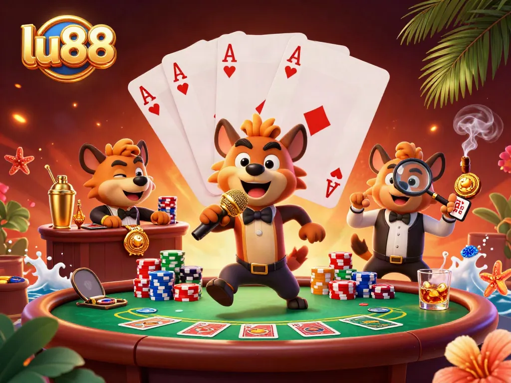 Experience exciting gameplay at lu88 with lively hyenas in a dynamic casino scene.
