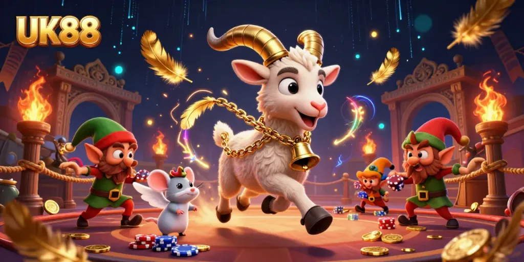 Engage in thrilling gameplay at UK88 casino filled with festive characters and vibrant gaming elements.