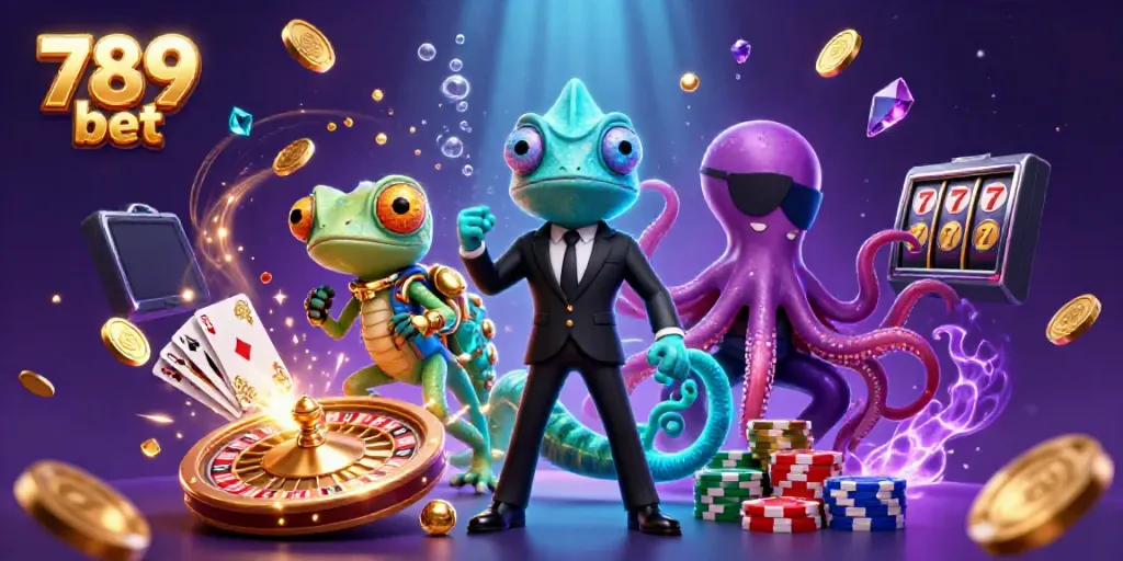 Spin into action with 789 bet at an exciting casino scene full of vibrant characters and games.