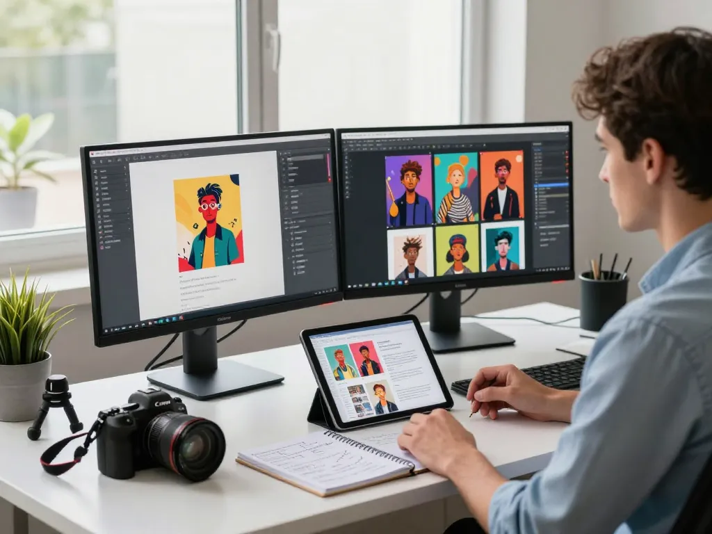 Image to prompt generator workspace showcasing AI image processing tools and vibrant previews.