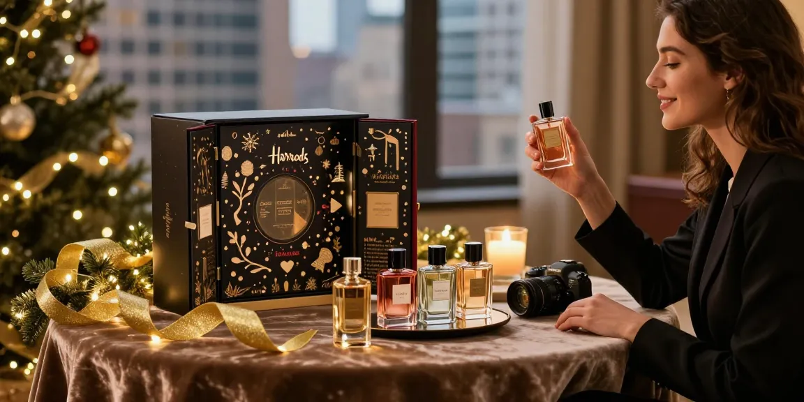 Discover the Harrods Advent Calendar featuring exquisite fragrances amidst festive luxury.
