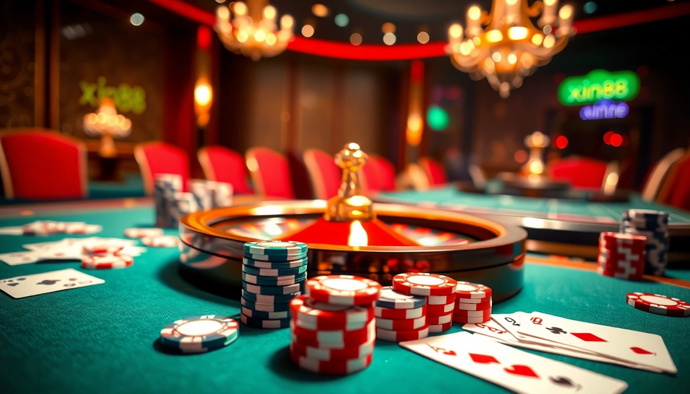 Experience thrilling online gambling action at xin88 with vibrant casino elements.