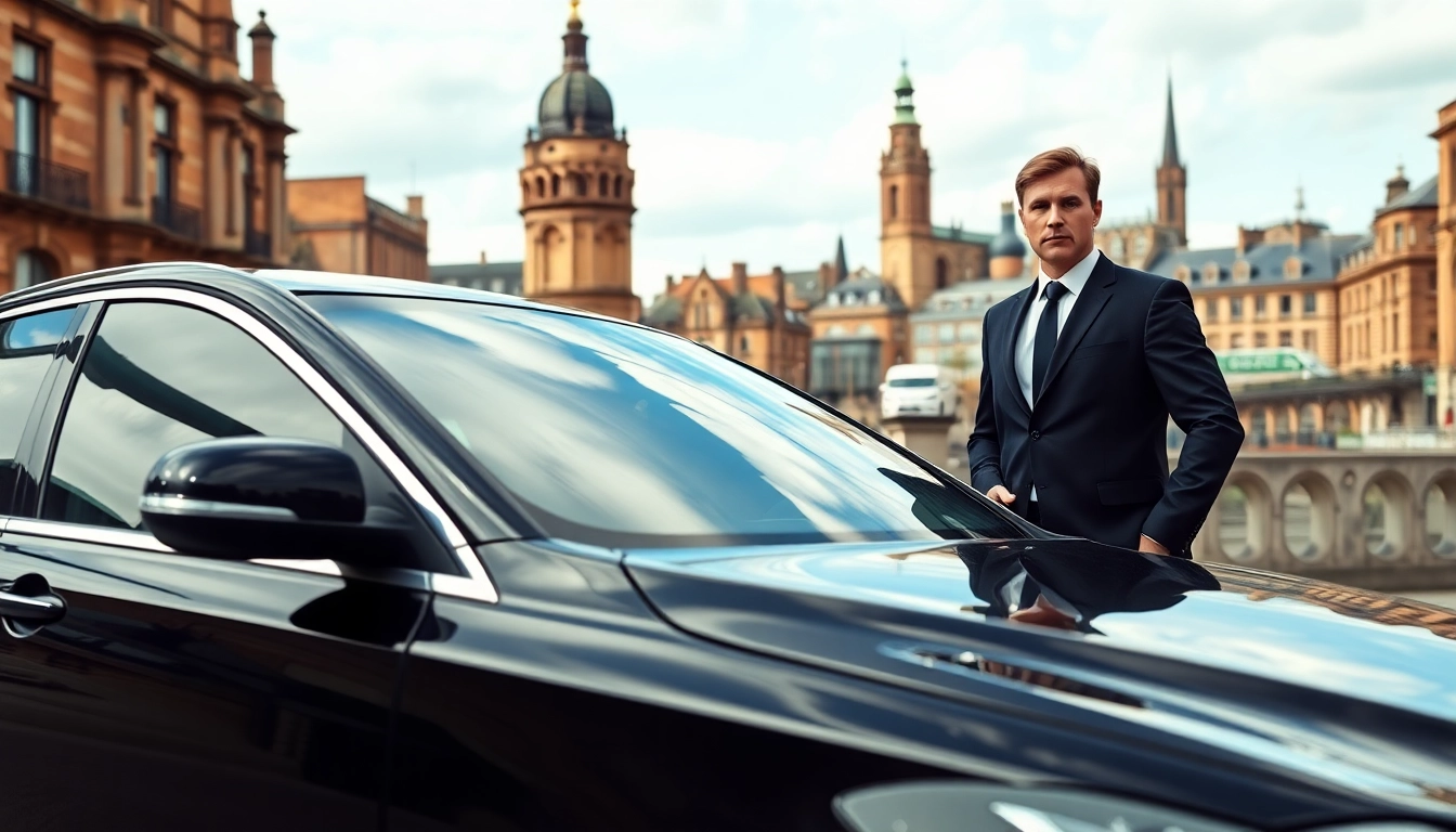 Chauffeur Hire Nottingham with a stylish vehicle in a historic Nottingham setting.