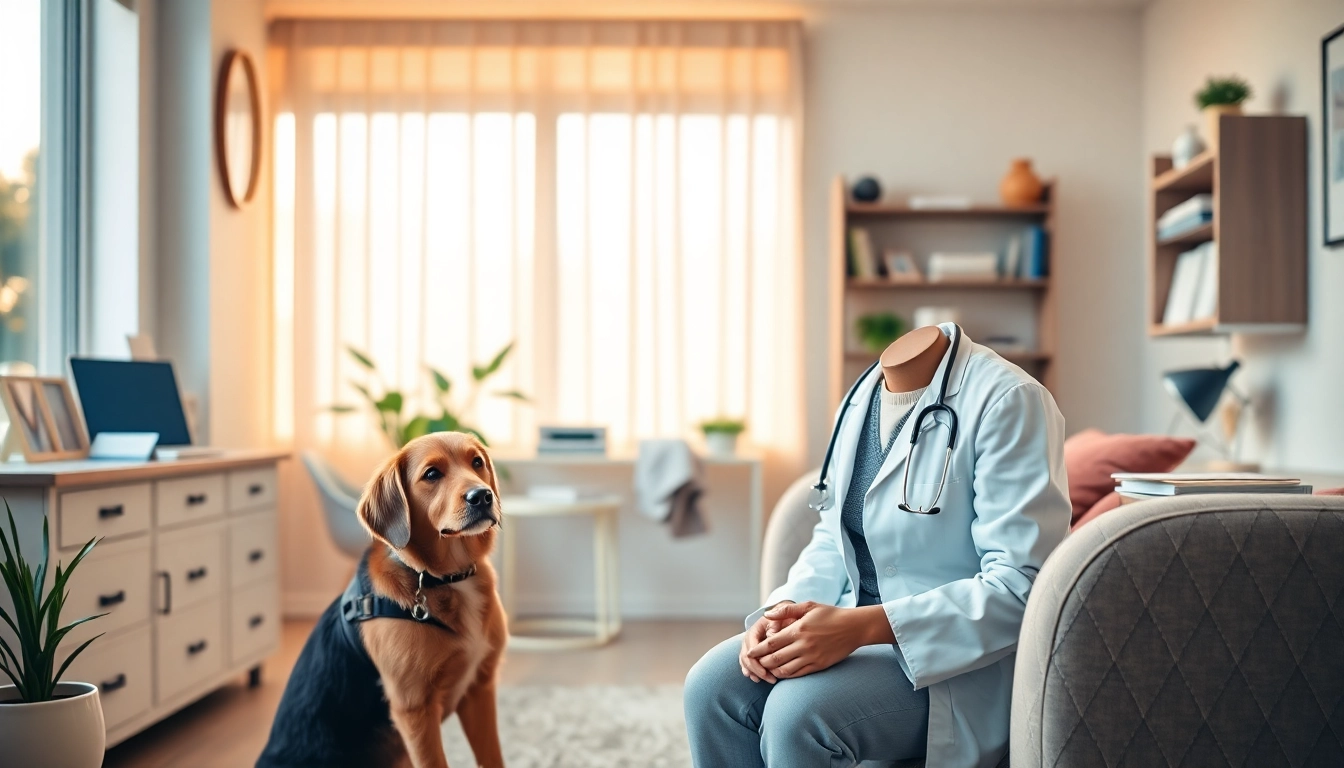 Psychologist with a dog Sydney enhancing a welcoming therapy session atmosphere