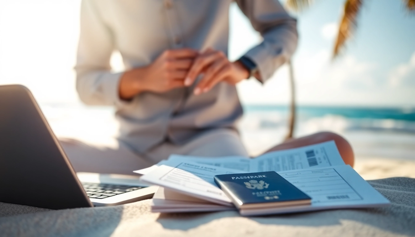 Effortlessly apply for the uk eta online application while enjoying a beach view with travel essentials.