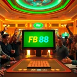 Enthusiastic players enjoying the FB 88 sports betting experience amidst a lively casino backdrop.