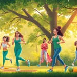 Individuals engaging in weight loss activities in a vibrant outdoor setting, promoting healthy living.