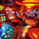 Experience the thrilling atmosphere of FB 88 Casino with lively tables, vibrant slot machines, and dynamic betting action.