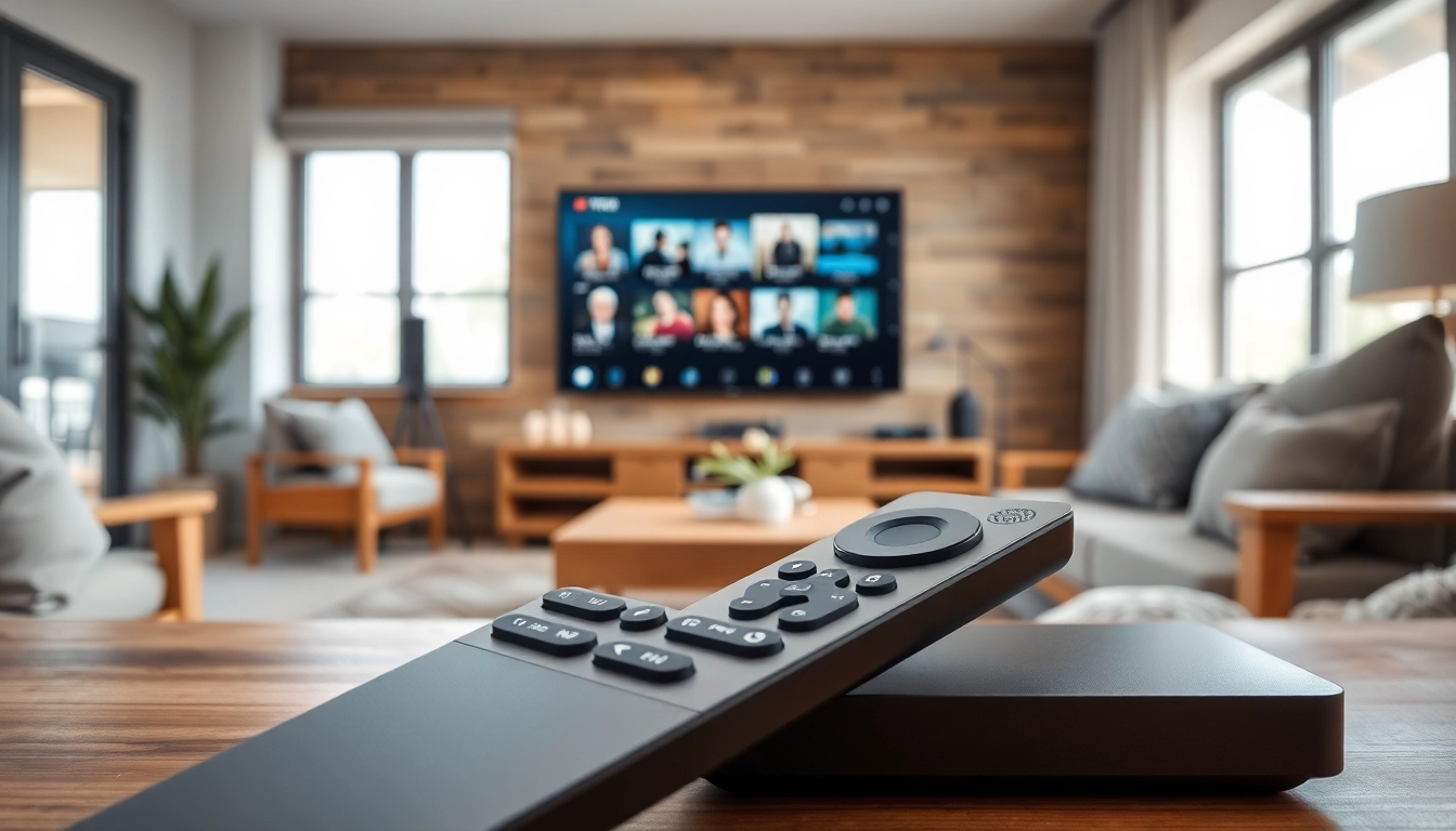 Engaging visual of iron tv device in a contemporary living room, showcasing vibrant streaming content.