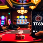 Experience the thrill of betting at TT88 with engaging poker gameplay and vibrant casino visuals.