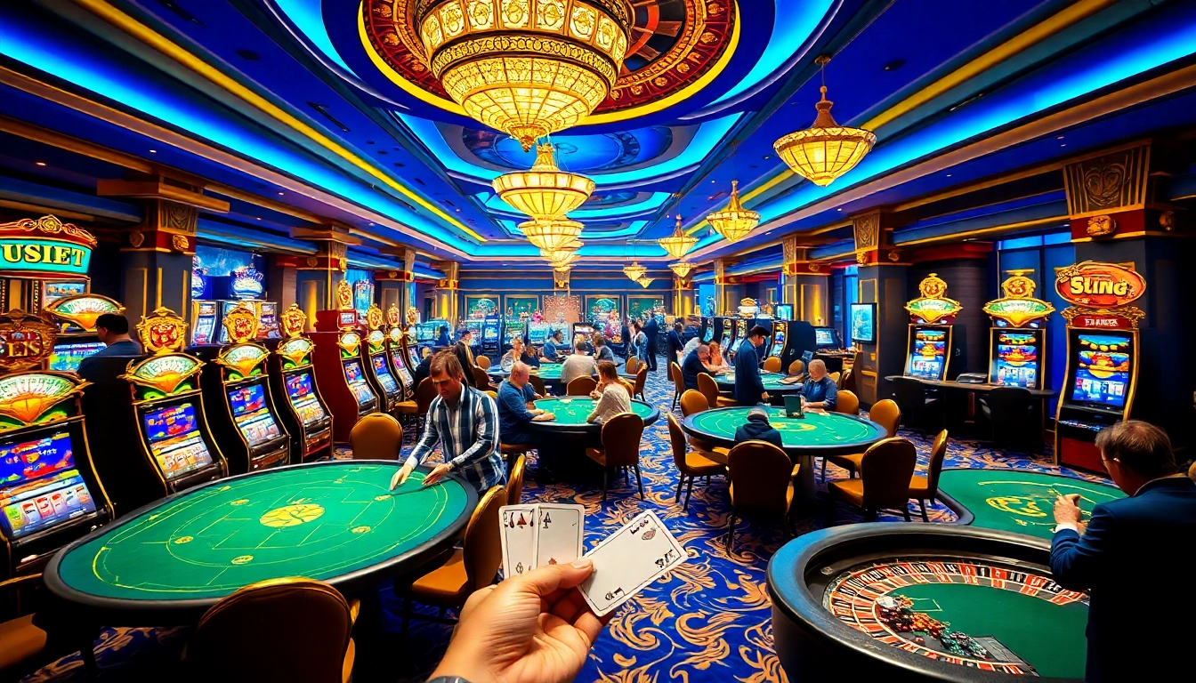 Experience the excitement at USBET's vibrant casino floor with thrilling games and elegant decor.