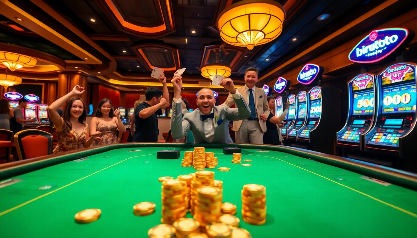 Experience the thrill of birutoto with vibrant casino tables and excited players.