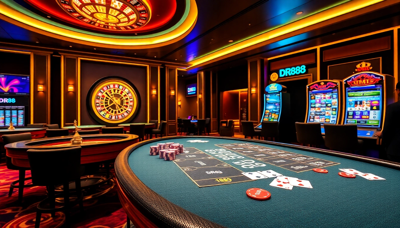 Experience the thrill of gambling at DR88 with vibrant casino tables and exciting gaming options.