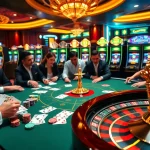 KJC high-stakes poker scene showcasing vibrant chips and cards with an elegant casino backdrop.