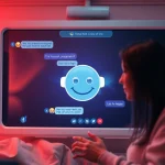 Engaging scene of free AI sex chat with digital character and chat interface.