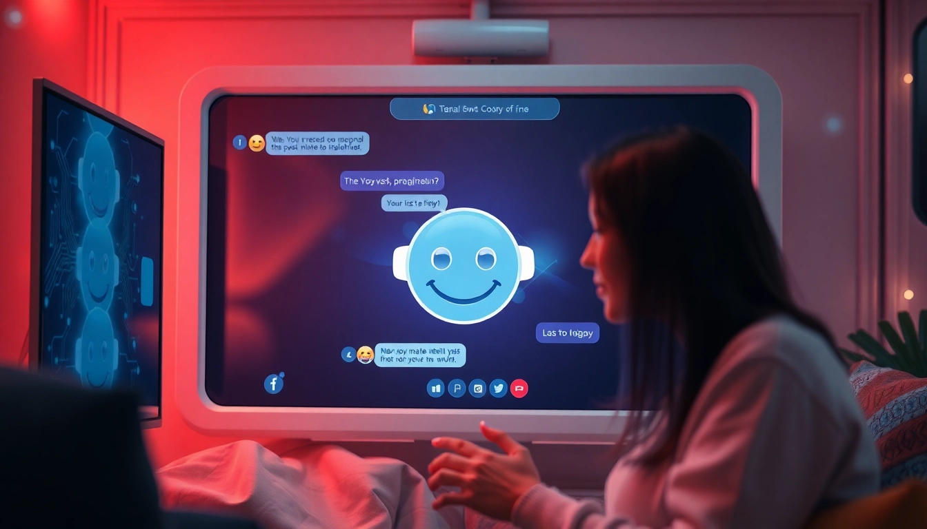 Engaging scene of free AI sex chat with digital character and chat interface.