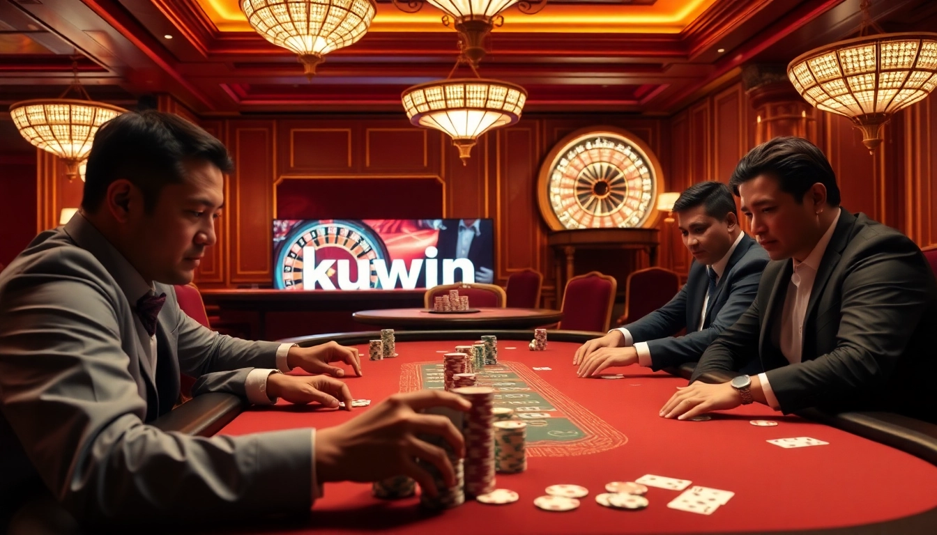 Exciting poker action at KUWIN, showcasing intense gameplay and the concept of kuwin đăng nhập.