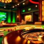 Experience thrilling online gambling at OKFUN with a vibrant casino scene showcasing games.