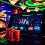 Experience the excitement of 999bet with vibrant slot machines and roulette tables in a luxurious casino environment.
