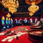 Exciting scene of high-stakes poker at a luxury casino with GO8 branding.